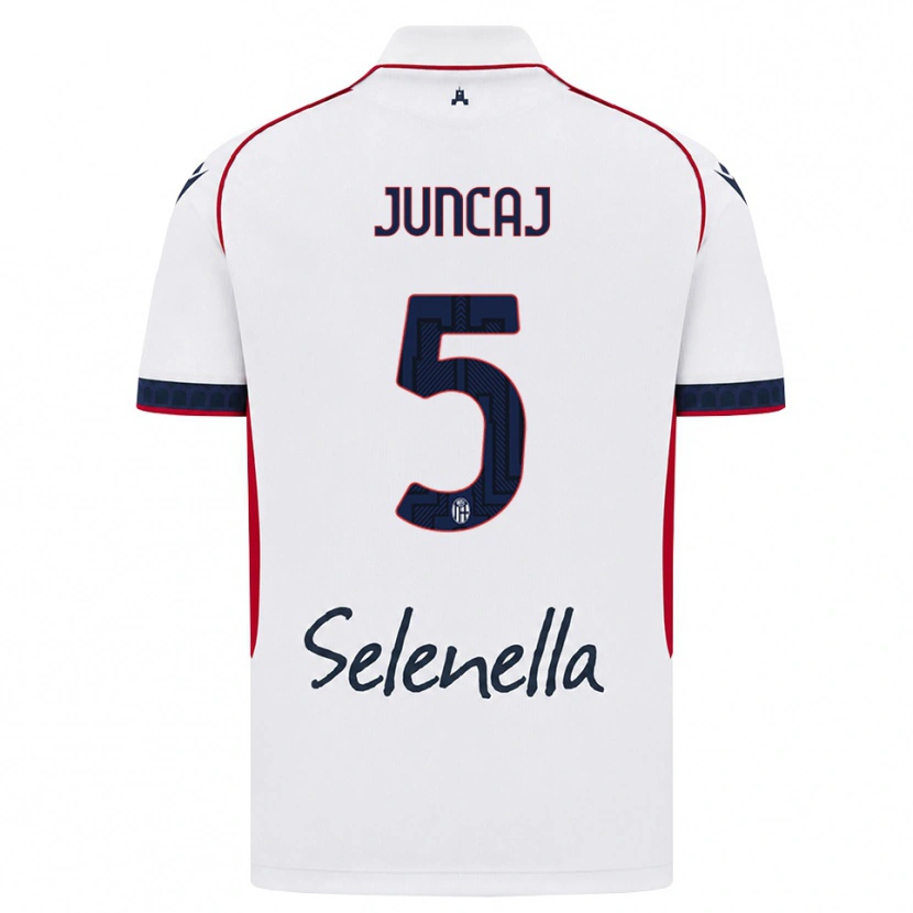 DanxenキッズFlavio Juncaj#5ホワイト レッド ロイヤルブルーアウェイシャツ2026/27ジャージーユニフォーム