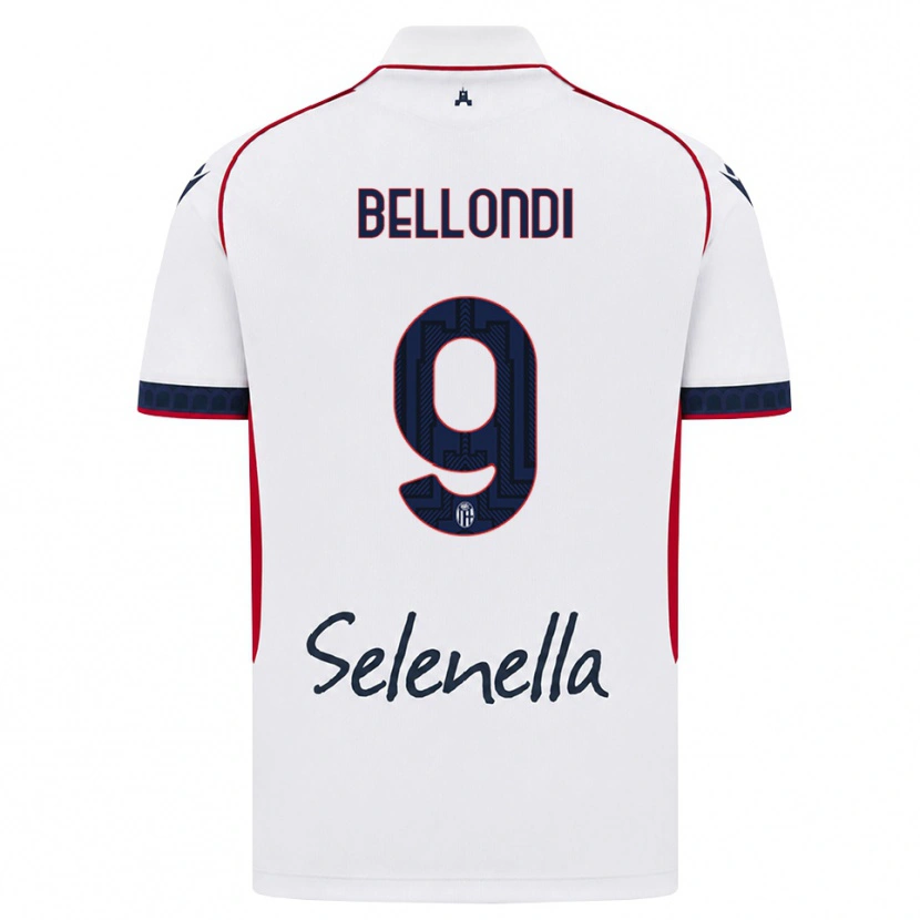 DanxenキッズNicolò Bellondi#9ホワイト レッド ロイヤルブルーアウェイシャツ2026/27ジャージーユニフォーム