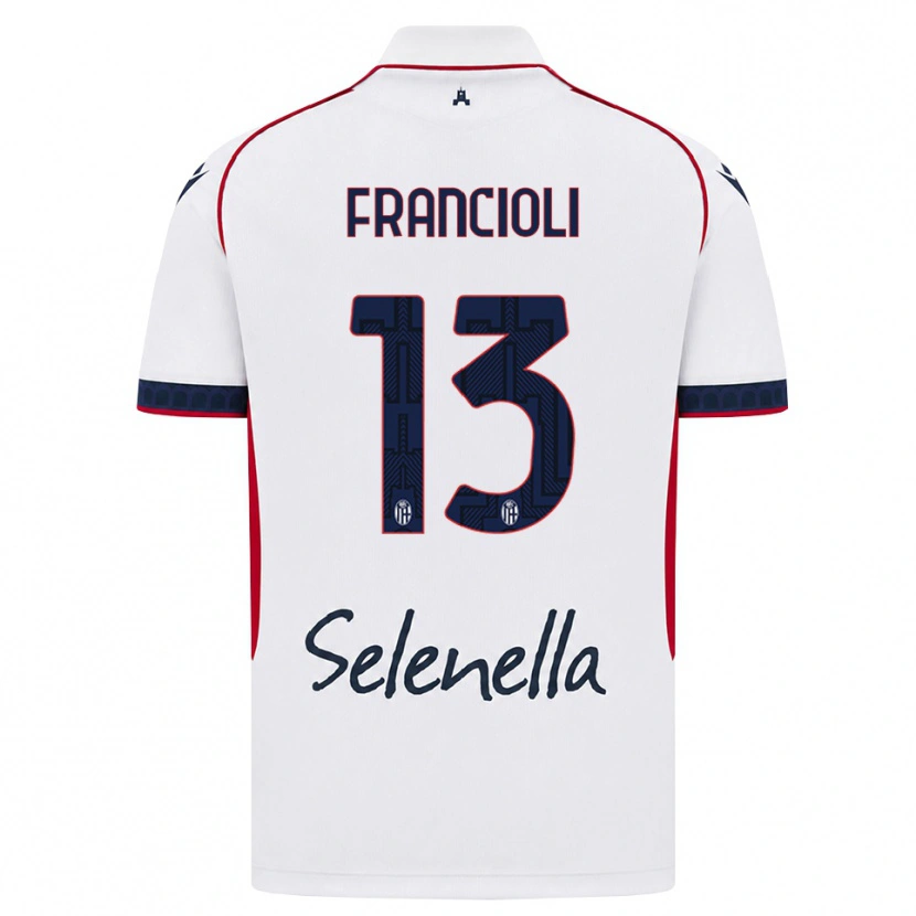 DanxenキッズDiego Francioli#13ホワイト レッド ロイヤルブルーアウェイシャツ2026/27ジャージーユニフォーム