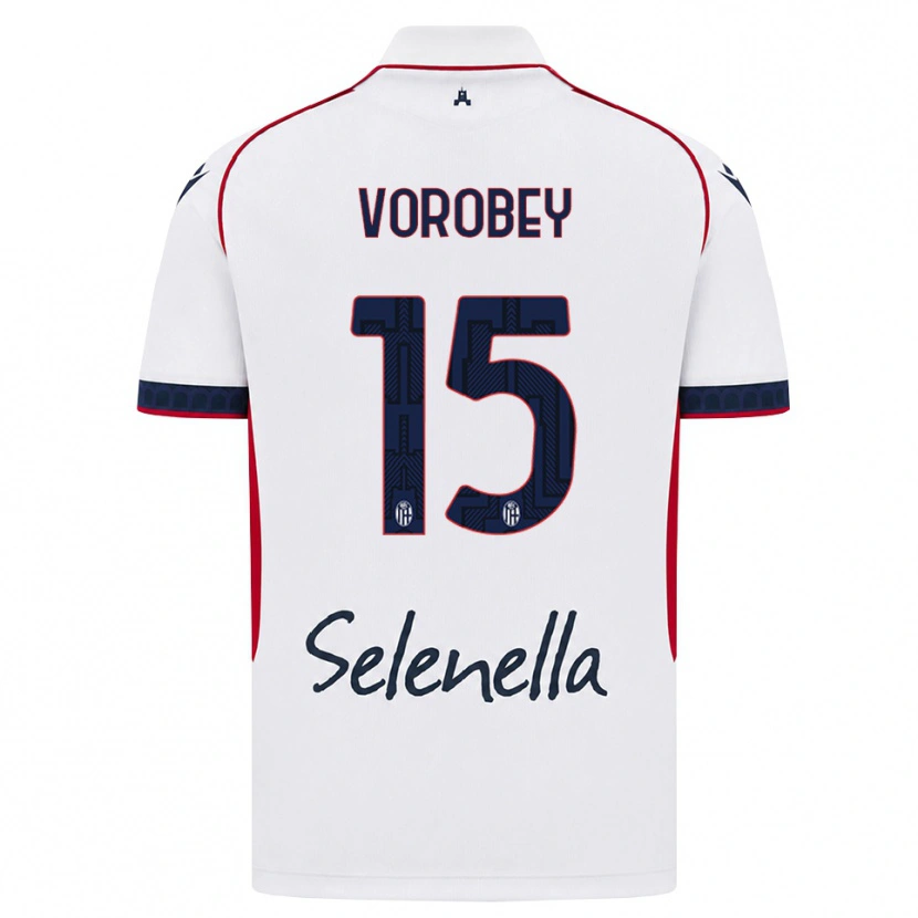 DanxenキッズMaksym Vorobey#15ホワイト レッド ロイヤルブルーアウェイシャツ2026/27ジャージーユニフォーム
