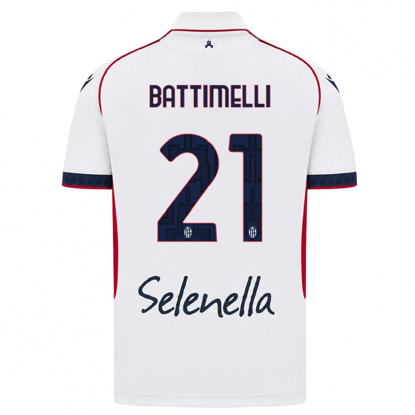 DanxenキッズGiuseppe Battimelli#21ホワイト レッド ロイヤルブルーアウェイシャツ2026/27ジャージーユニフォーム