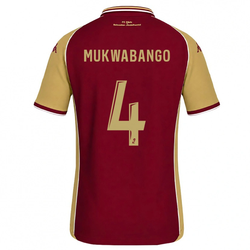 DanxenメンズBénit Mukwabango#4ゴールデンロッド ダークレッドホームシャツ2026/27ジャージーユニフォーム
