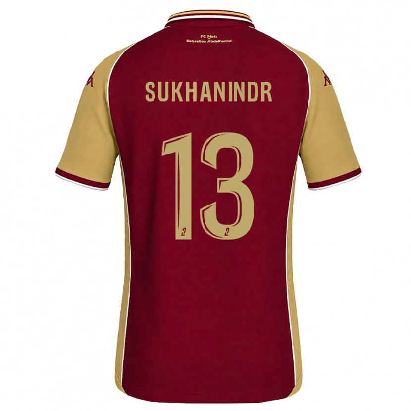 DanxenメンズSuparith Sukhanindr#13ゴールデンロッド ダークレッドホームシャツ2026/27ジャージーユニフォーム