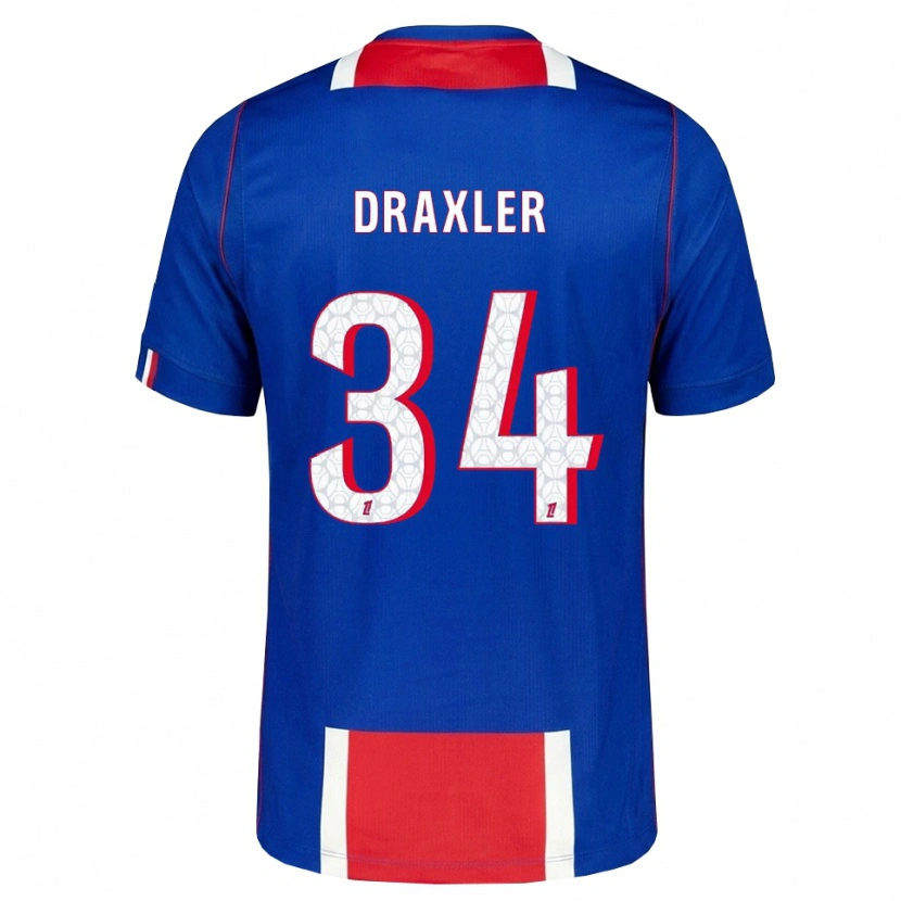Danxenメンズユリアン・ドラクスラー#34赤 白 青ホームシャツ2026/27ジャージーユニフォーム