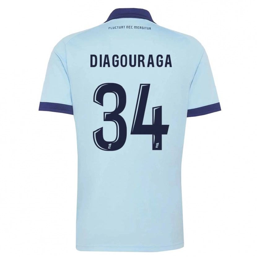 DanxenメンズDjibril Diagouraga#34コーンフラワーブルー 黒アウェイシャツ2026/27ジャージーユニフォーム