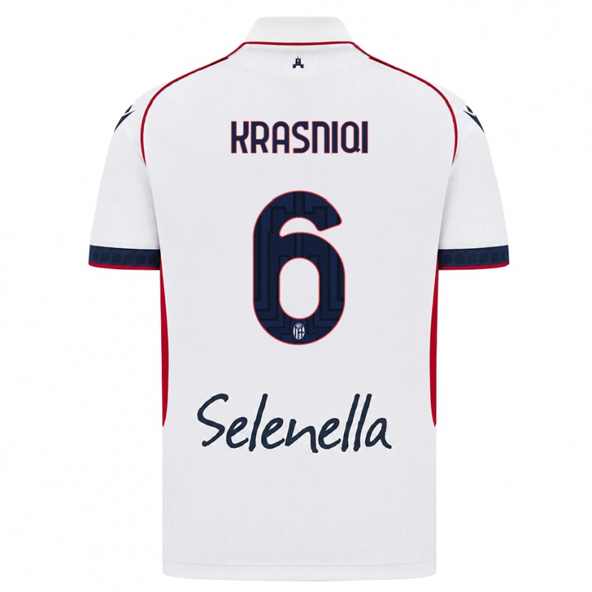 DanxenメンズBesalet Krasniqi#6ホワイト レッド ロイヤルブルーアウェイシャツ2026/27ジャージーユニフォーム