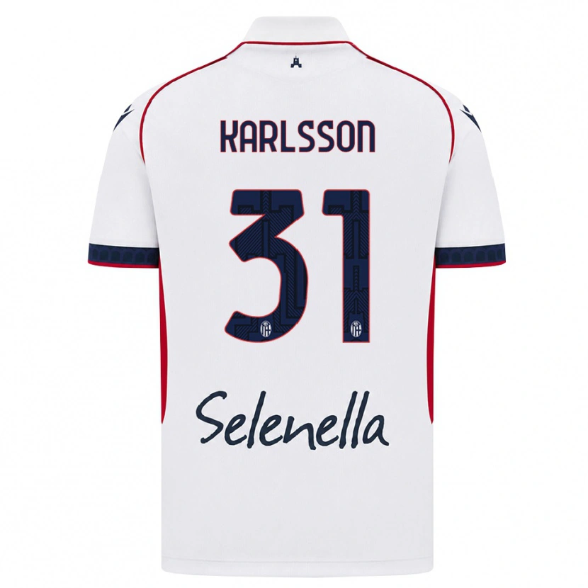 DanxenレディースKazper Karlsson#31ホワイト レッド ロイヤルブルーアウェイシャツ2026/27ジャージーユニフォーム