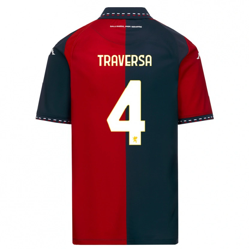 DanxenキッズPietro Traversa#4レッド ブラック ホワイトホームシャツ2026/27ジャージーユニフォーム