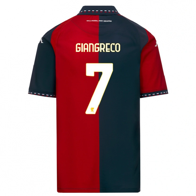DanxenキッズNicolò Giangreco#7レッド ブラック ホワイトホームシャツ2026/27ジャージーユニフォーム