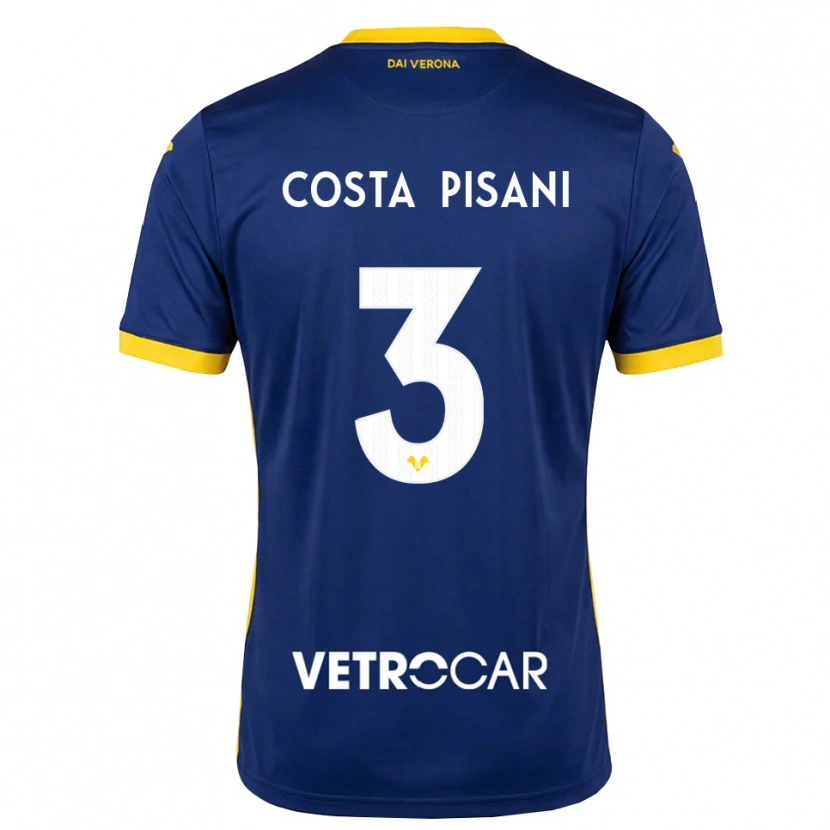 DanxenキッズDavide Costa Pisani#3ロイヤルブルー イエロー ホワイトホームシャツ2026/27ジャージーユニフォーム