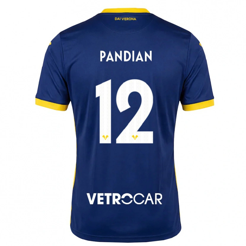 DanxenキッズAlessandro Pandian#12ロイヤルブルー イエロー ホワイトホームシャツ2026/27ジャージーユニフォーム