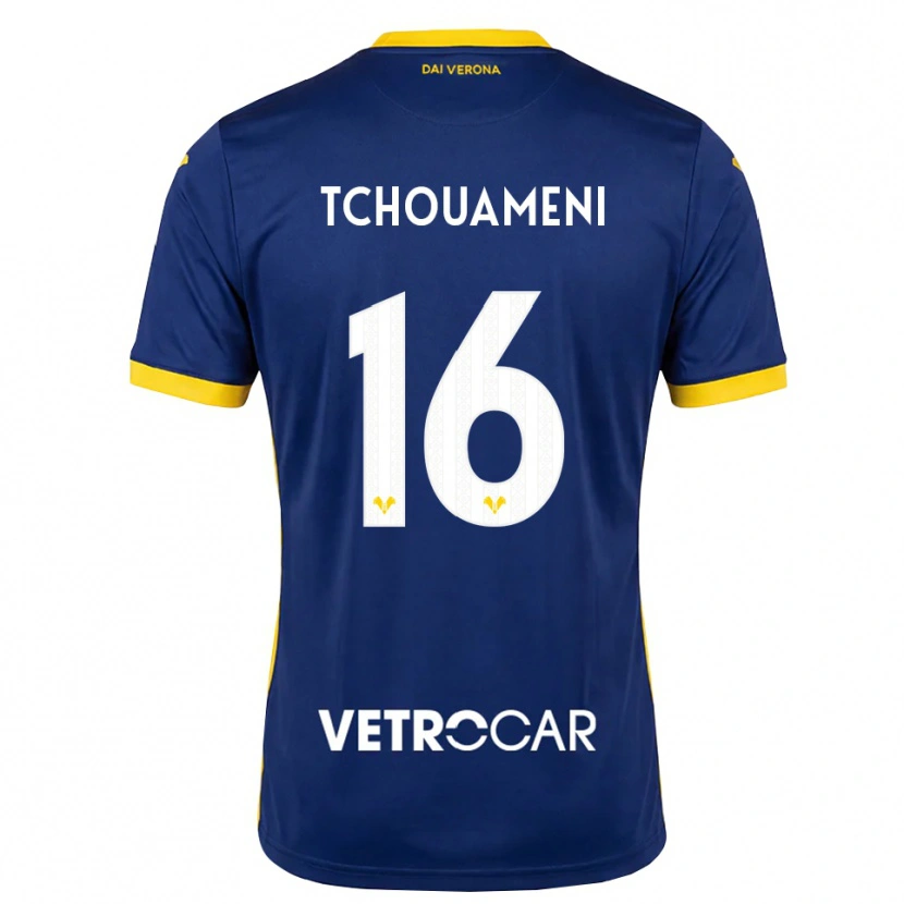 DanxenキッズAlex Tchouameni#16ロイヤルブルー イエロー ホワイトホームシャツ2026/27ジャージーユニフォーム