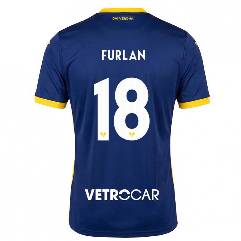 DanxenキッズDavid Furlan#18ロイヤルブルー イエロー ホワイトホームシャツ2026/27ジャージーユニフォーム
