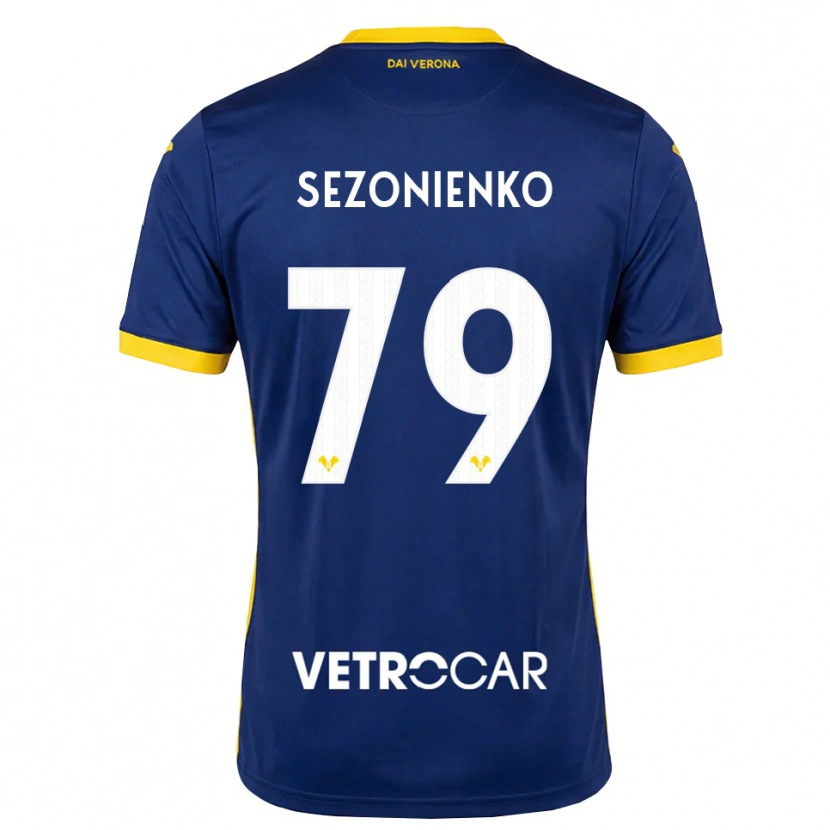 DanxenキッズKacper Sezonienko#79ロイヤルブルー イエロー ホワイトホームシャツ2026/27ジャージーユニフォーム