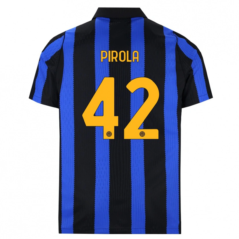 DanxenキッズSamuele Pirola#42ブラック ブルー イエローホームシャツ2026/27ジャージーユニフォーム