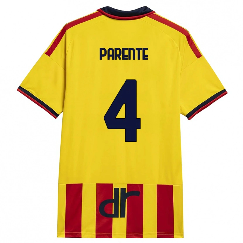DanxenキッズFrancesco Parente#4イエロー レッドホームシャツ2026/27ジャージーユニフォーム