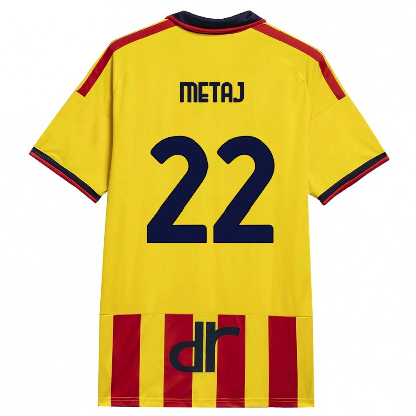 DanxenキッズDejvi Metaj#22イエロー レッドホームシャツ2026/27ジャージーユニフォーム