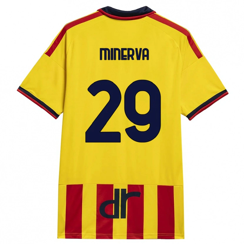DanxenキッズFrancesco Minerva#29イエロー レッドホームシャツ2026/27ジャージーユニフォーム