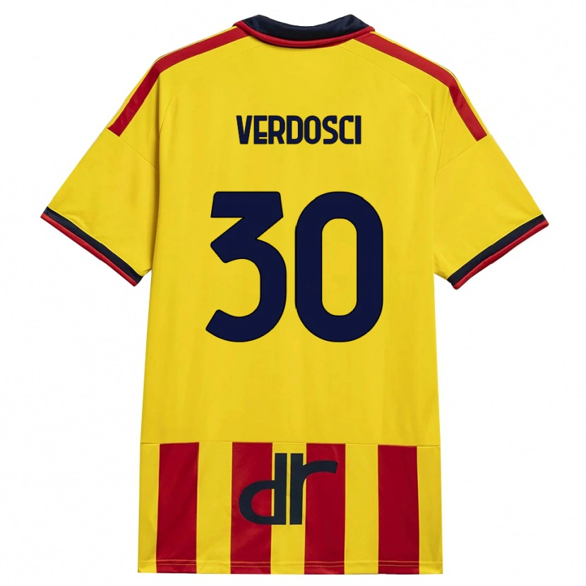DanxenキッズSimone Verdosci#30イエロー レッドホームシャツ2026/27ジャージーユニフォーム