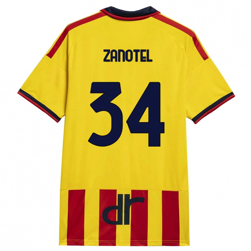 DanxenキッズGiovanni Zanotel#34イエロー レッドホームシャツ2026/27ジャージーユニフォーム