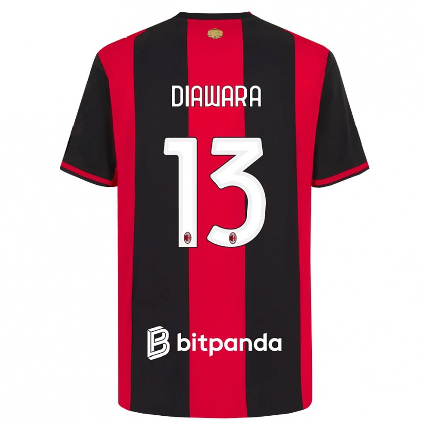 DanxenキッズSankhoun Diawara#13レッド ブラック ホワイトホームシャツ2026/27ジャージーユニフォーム