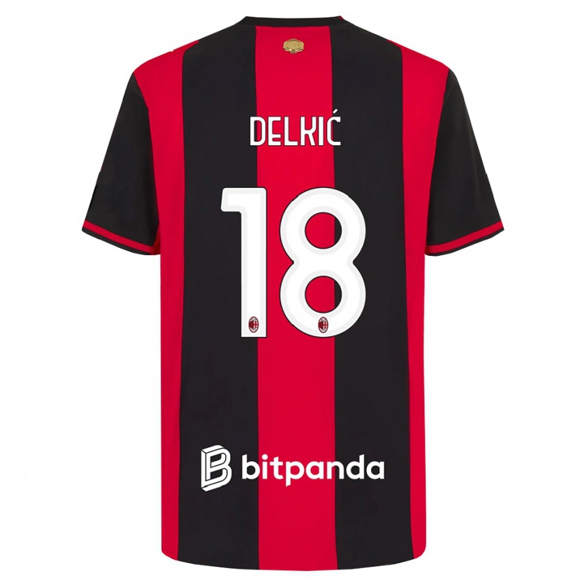DanxenキッズDino Delkić#18レッド ブラック ホワイトホームシャツ2026/27ジャージーユニフォーム