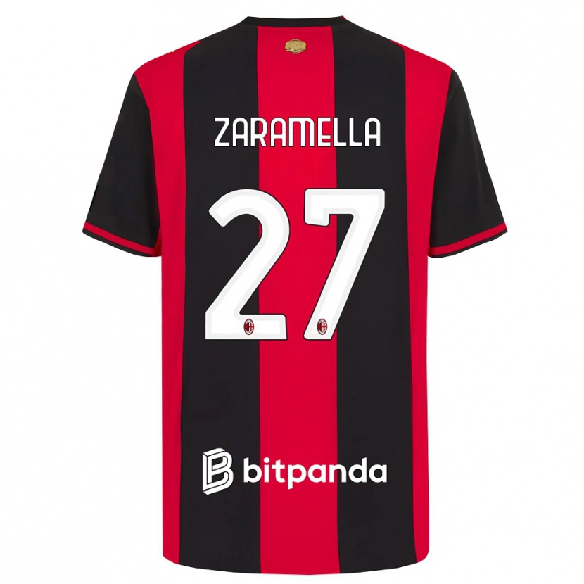 DanxenキッズMattia Zaramella#27レッド ブラック ホワイトホームシャツ2026/27ジャージーユニフォーム