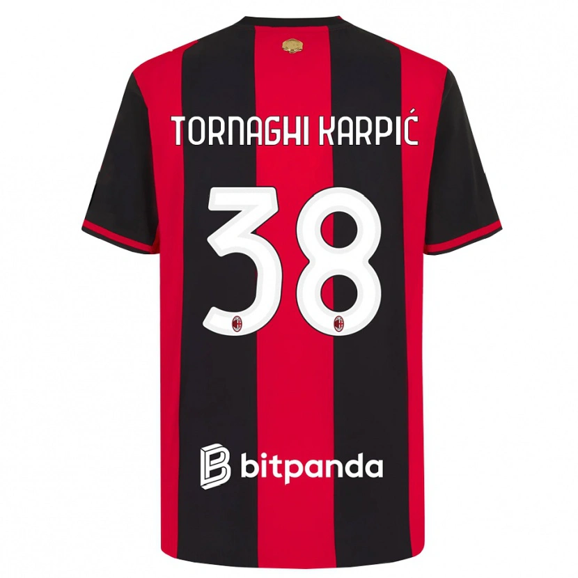 DanxenキッズLavinia Tornaghi Karpić#38レッド ブラック ホワイトホームシャツ2026/27ジャージーユニフォーム