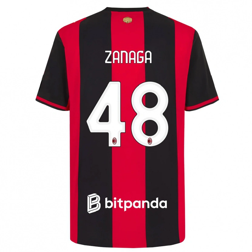 DanxenキッズEdoardo Zanaga#48レッド ブラック ホワイトホームシャツ2026/27ジャージーユニフォーム