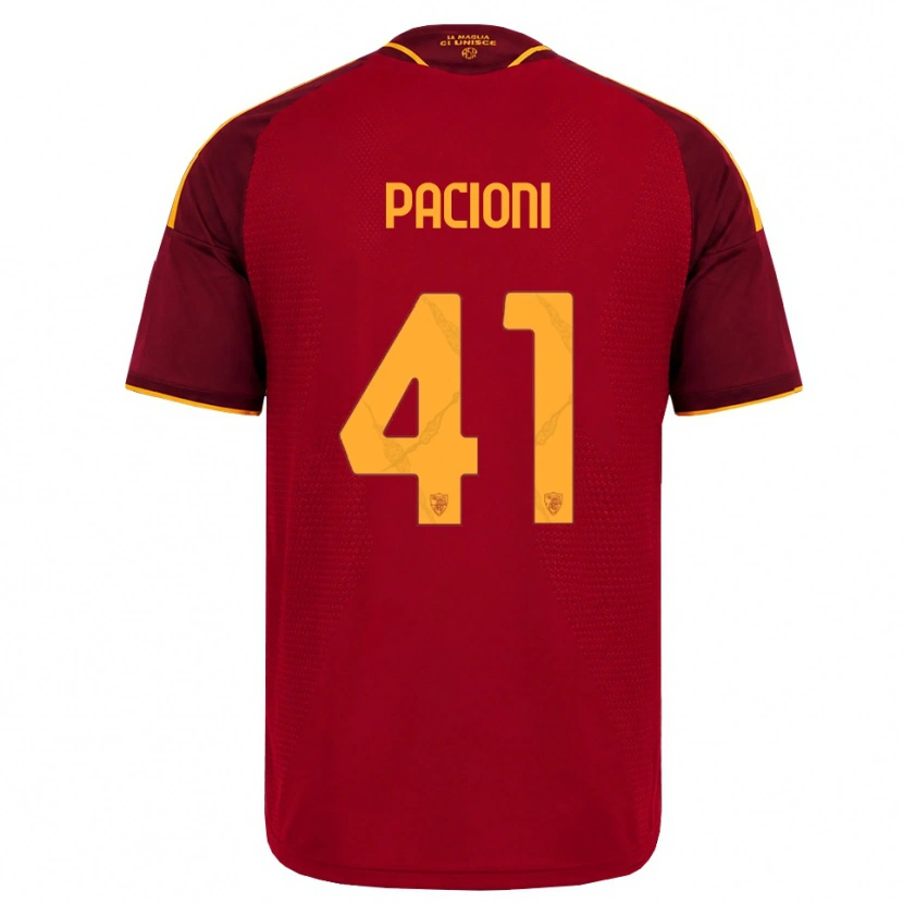 DanxenキッズEleonora Pacioni#41レッド ゴールデンイエローホームシャツ2026/27ジャージーユニフォーム