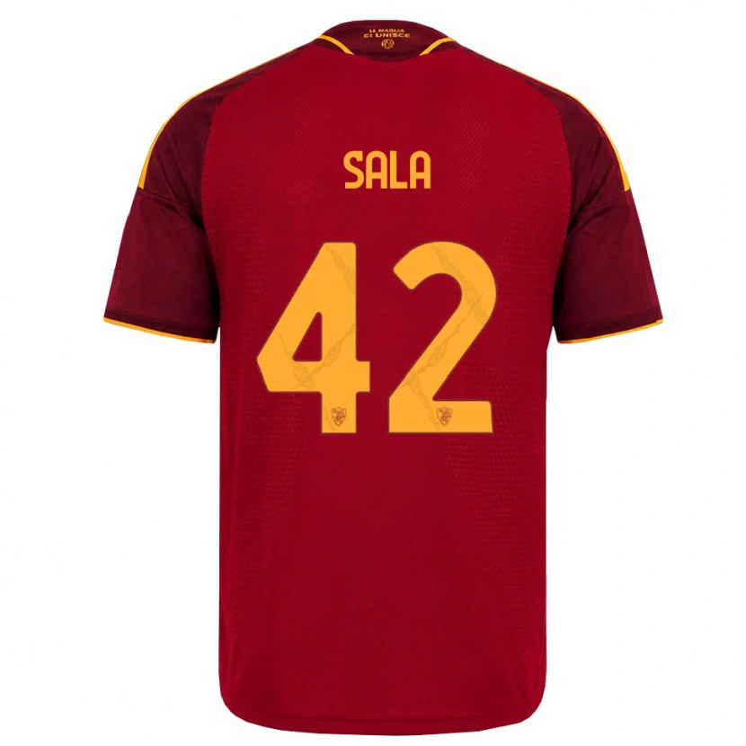 DanxenキッズEdoardo Sala#42レッド ゴールデンイエローホームシャツ2026/27ジャージーユニフォーム