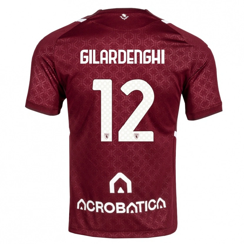 DanxenキッズRiccardo Gilardenghi#12バーガンディ ホワイトホームシャツ2026/27ジャージーユニフォーム