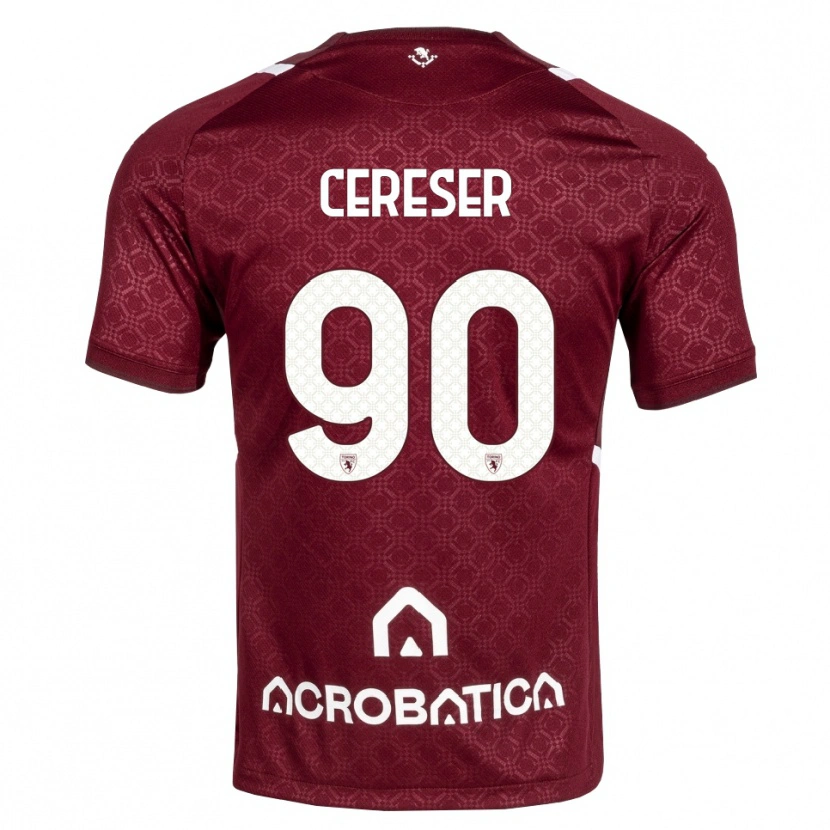 DanxenキッズFrancesco Cereser#90バーガンディ ホワイトホームシャツ2026/27ジャージーユニフォーム
