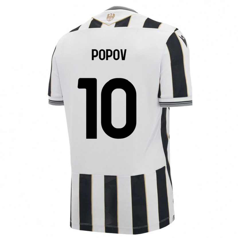 DanxenキッズNikolay Popov#10ブラック ホワイト ピンクホームシャツ2026/27ジャージーユニフォーム