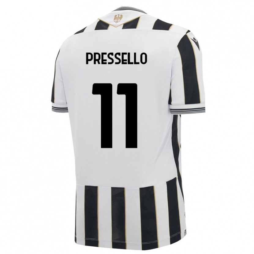 DanxenキッズMatteo Pressello#11ブラック ホワイト ピンクホームシャツ2026/27ジャージーユニフォーム