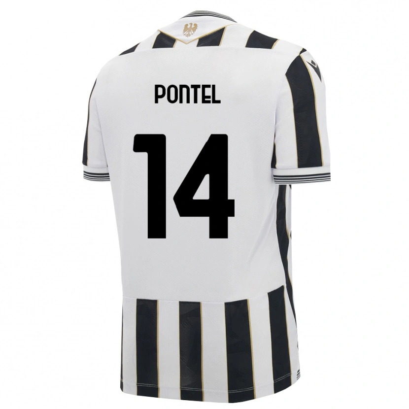 DanxenキッズSimone Pontel#14ブラック ホワイト ピンクホームシャツ2026/27ジャージーユニフォーム