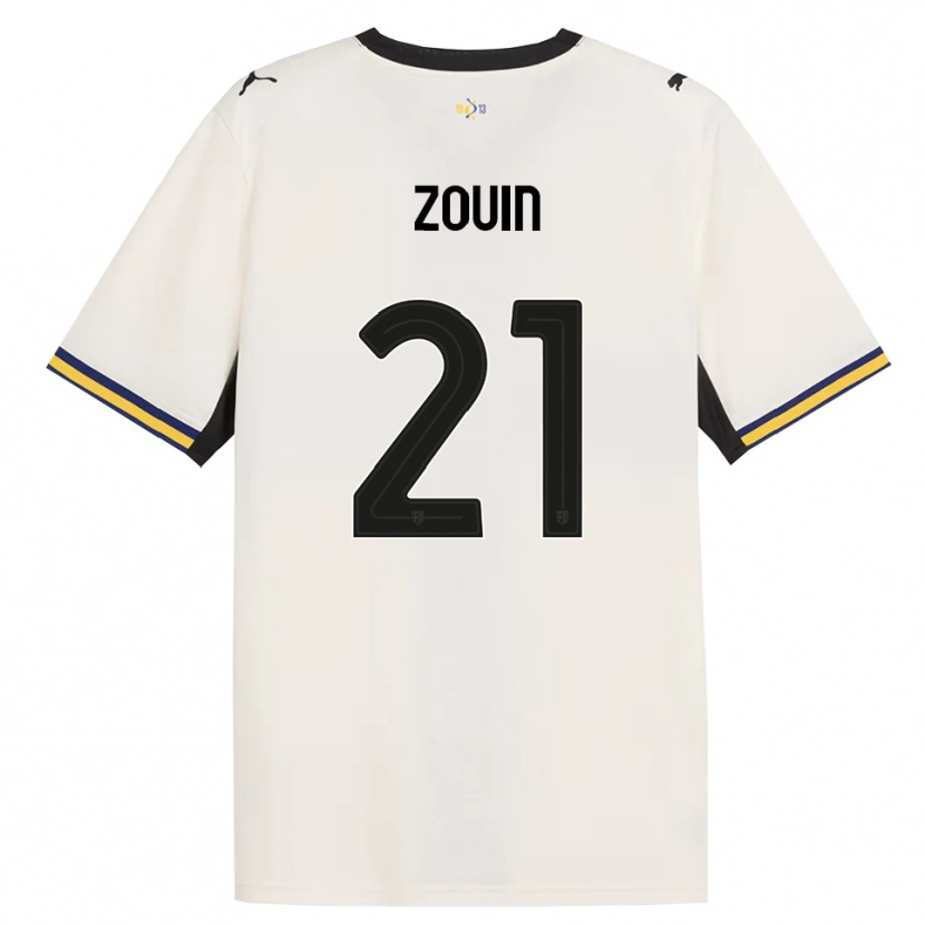 DanxenキッズAymen Zouin#21オフホワイト ブラック イエローホームシャツ2026/27ジャージーユニフォーム