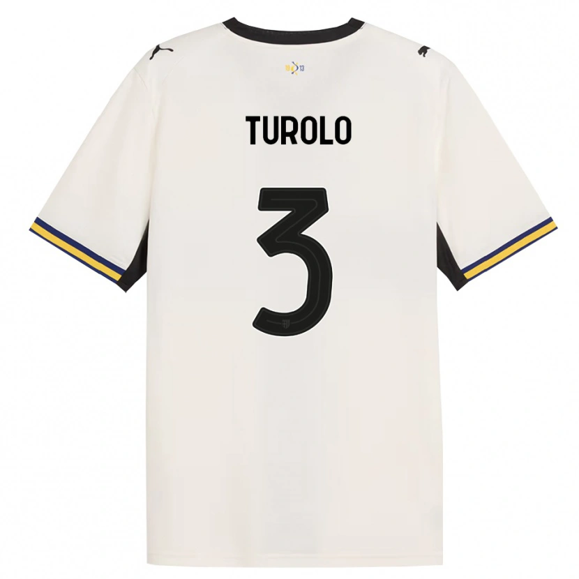 DanxenキッズAlessio Turolo#3オフホワイト ブラック イエローホームシャツ2026/27ジャージーユニフォーム