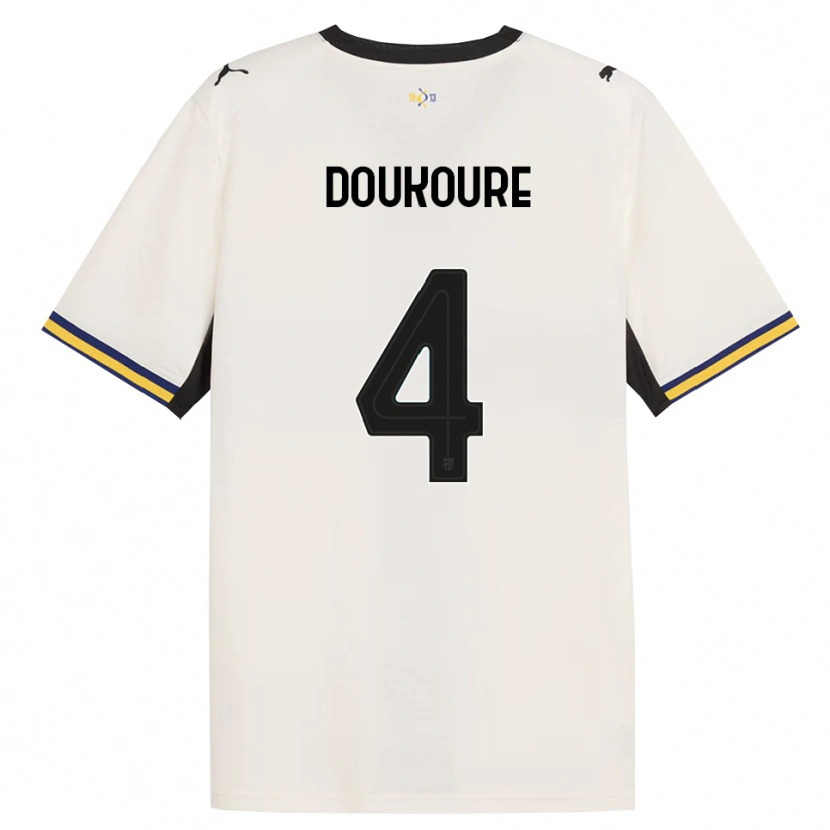 DanxenキッズVamoussa Doukoure#4オフホワイト ブラック イエローホームシャツ2026/27ジャージーユニフォーム