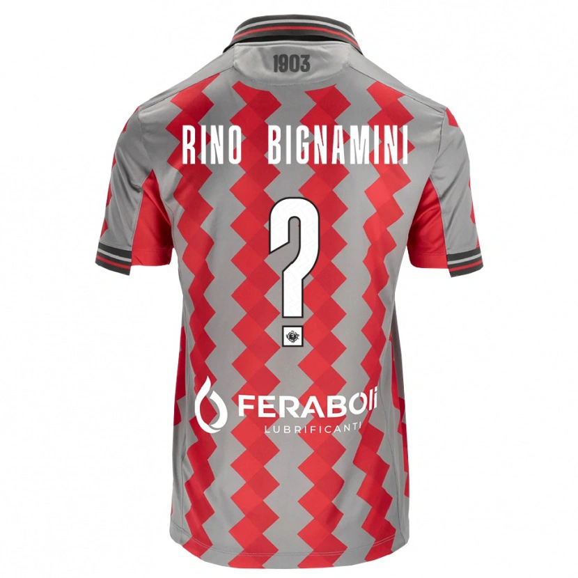 DanxenキッズFilippo Rino Bignamini#0グレー レッド ホワイトホームシャツ2026/27ジャージーユニフォーム