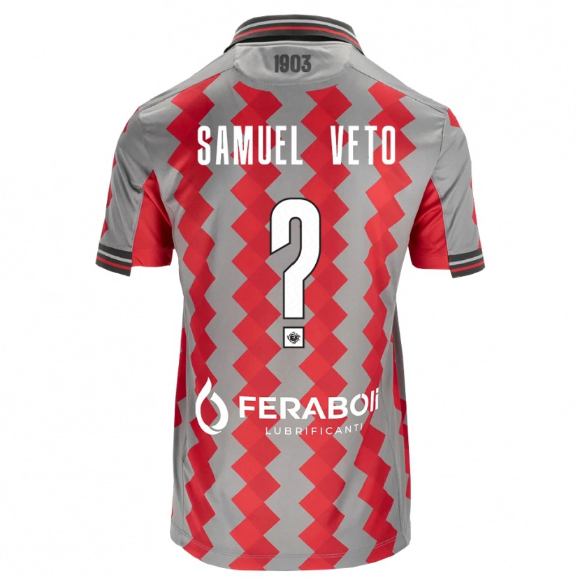 DanxenキッズDjoloelie Samuel Veto#0グレー レッド ホワイトホームシャツ2026/27ジャージーユニフォーム