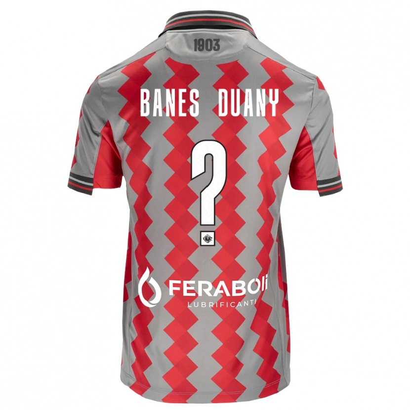 DanxenキッズAlessandro Banes Duany#0グレー レッド ホワイトホームシャツ2026/27ジャージーユニフォーム