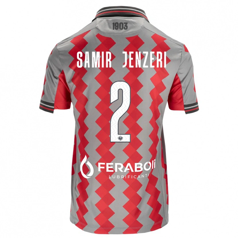 DanxenキッズGabriele Samir Jenzeri#2グレー レッド ホワイトホームシャツ2026/27ジャージーユニフォーム