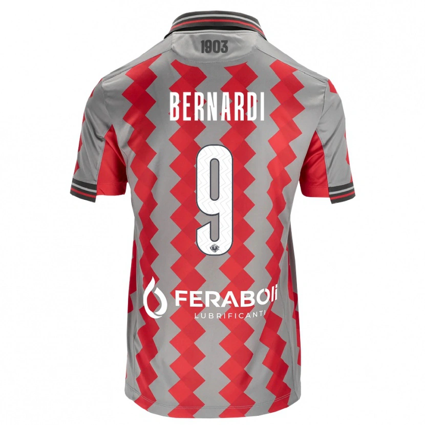 DanxenキッズAndrea Bernardi#9グレー レッド ホワイトホームシャツ2026/27ジャージーユニフォーム