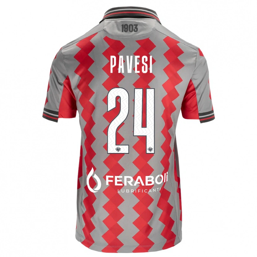 DanxenキッズDavide Pavesi#24グレー レッド ホワイトホームシャツ2026/27ジャージーユニフォーム