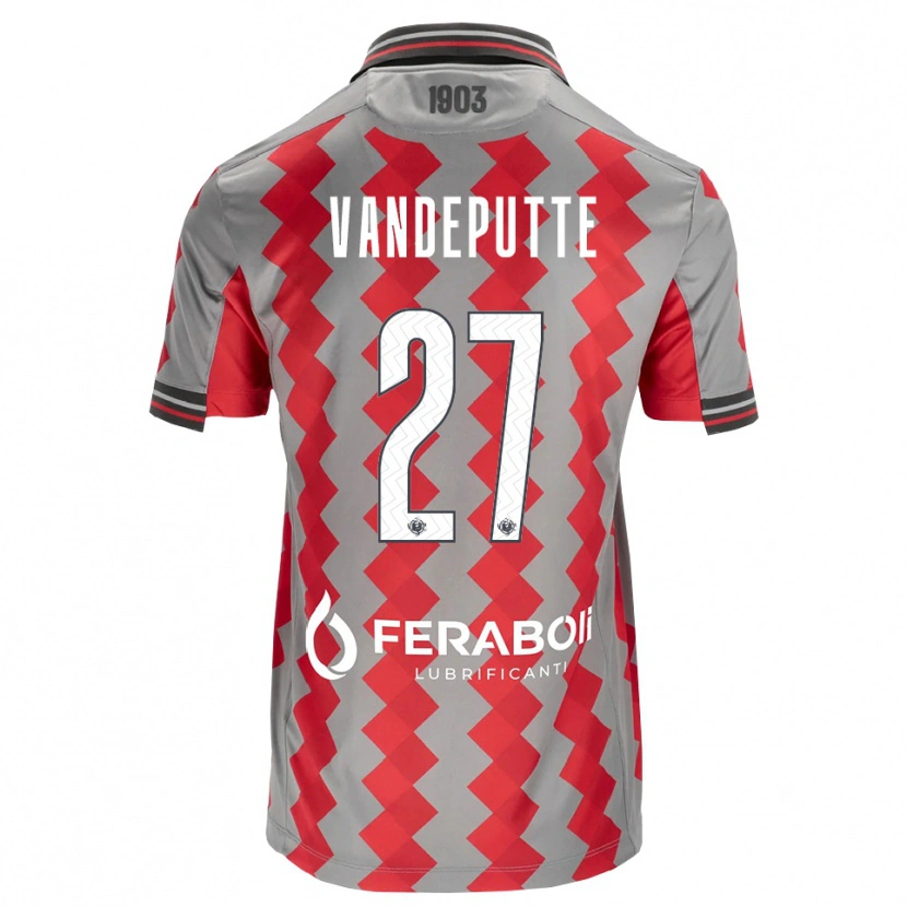 DanxenキッズJari Vandeputte#27グレー レッド ホワイトホームシャツ2026/27ジャージーユニフォーム
