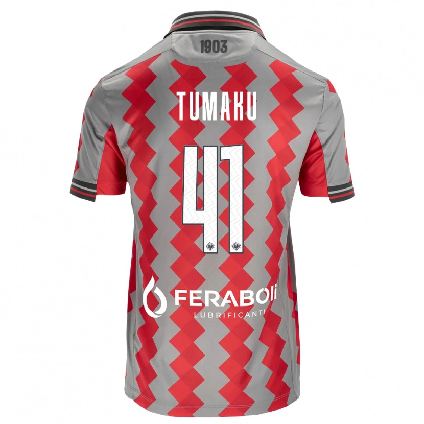 DanxenキッズNiccolò Tumaku#41グレー レッド ホワイトホームシャツ2026/27ジャージーユニフォーム