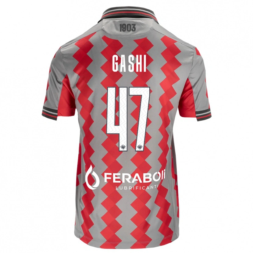 DanxenキッズEduart Gashi#47グレー レッド ホワイトホームシャツ2026/27ジャージーユニフォーム