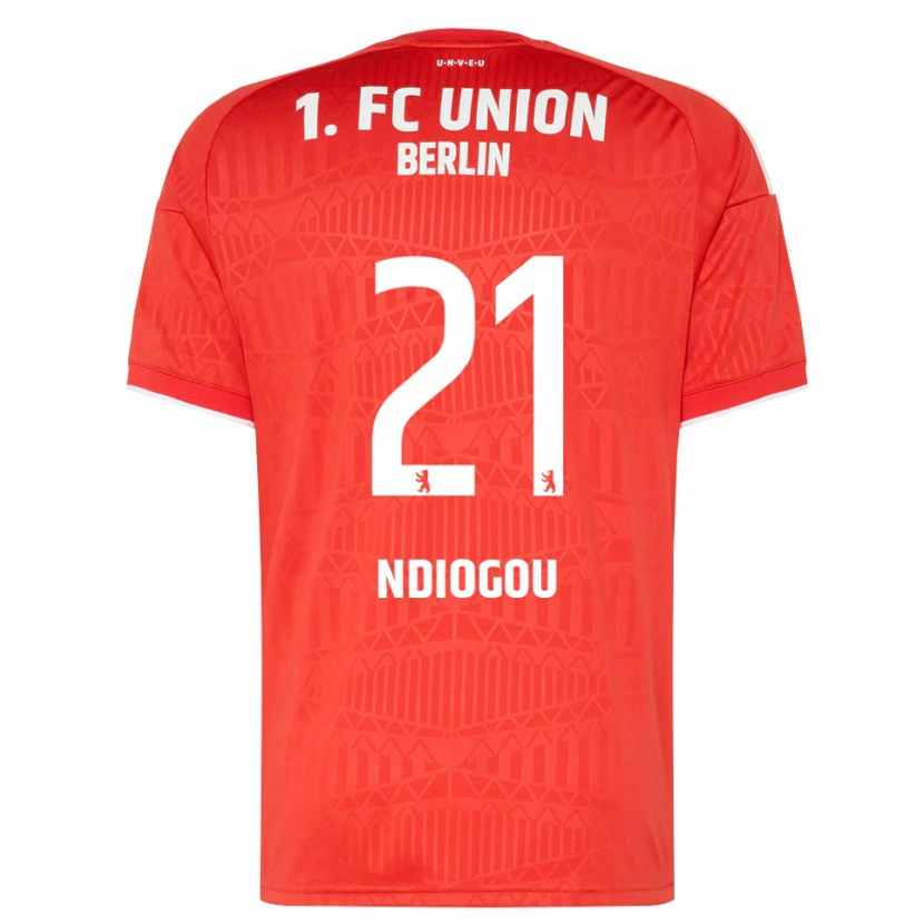 DanxenキッズPape-Omar Ndiogou#21レッド ホワイトホームシャツ2026/27ジャージーユニフォーム
