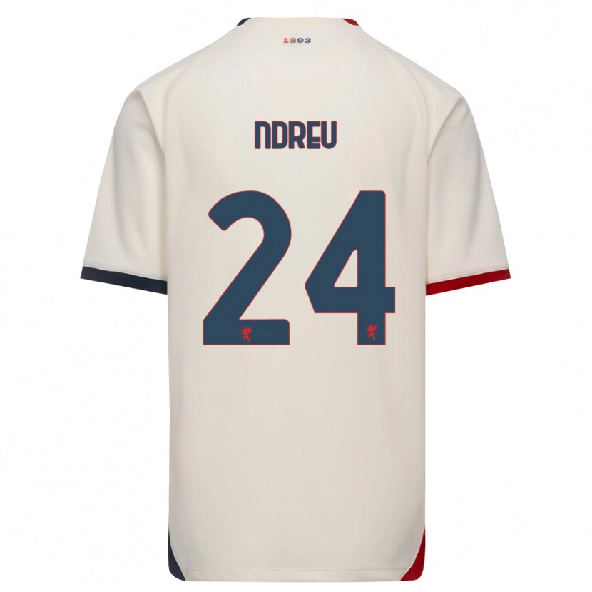 DanxenキッズRikardo Ndreu#24オフホワイト レッドアウェイシャツ2026/27ジャージーユニフォーム